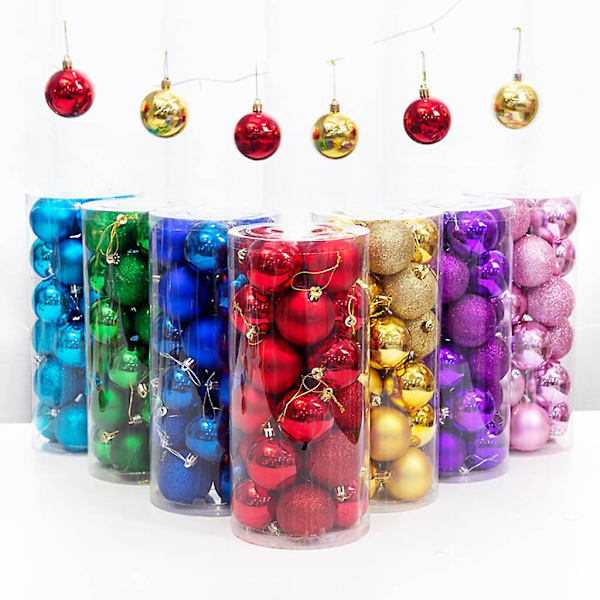6 cm Röda 24 st 4/6/8 cm Glitter Julkulaornamenten Oömma Dekorationer Flerfärgade Julgransprydnader Hängande Dekorationer för Semester Bröllop Fest 6 cm Röd