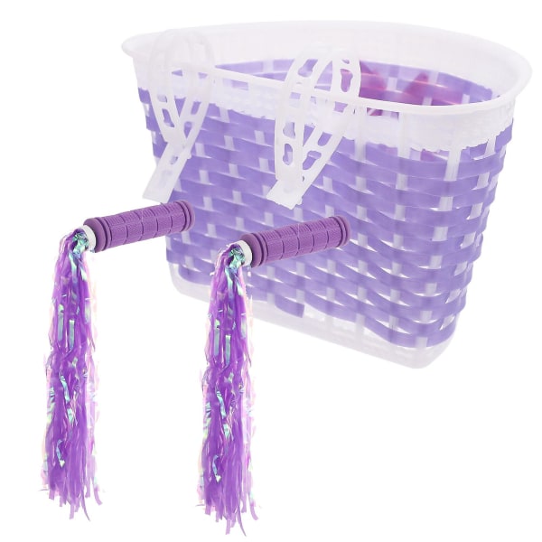 1 Sett Plastbarne Sykkel Foran Styrekurv Praktisk Scooter Oppbevaringskurv Lilla 21X13CM Purple 21X13CM