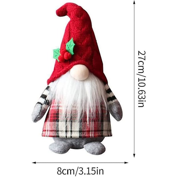 Julenisse Faceless Plush Dukke Julemand Elf Dværg Rød, Hvid 2stk