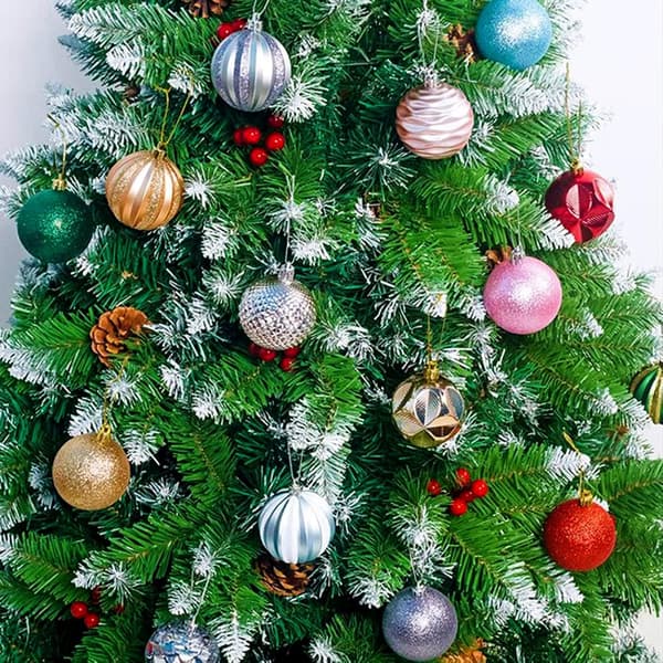 12-pack Christmas Tree Baubles Red, Christmas Tree Decorations with Hanging String