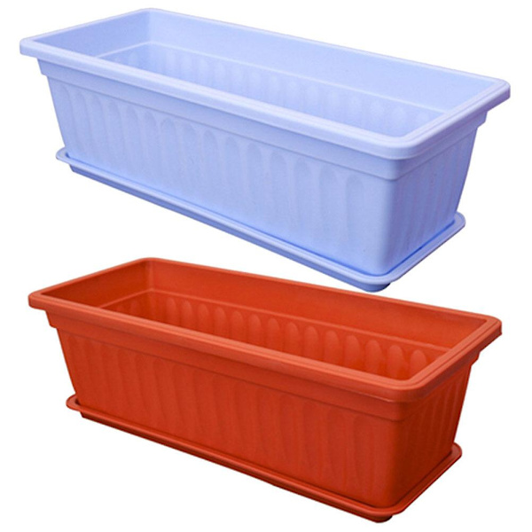 2 st Fönsterblomlådor Utomhus Rektangulär Kruka Rektangulära Trädgårdsplanterare Plast Grönsaksplan 43X18X14CM