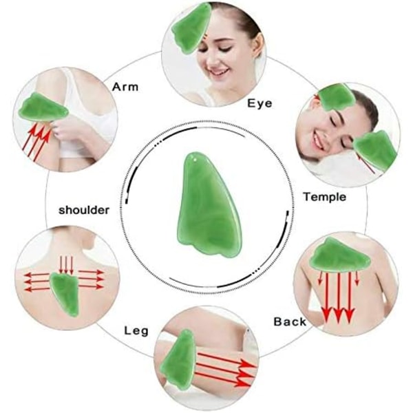 Naturlig Jade Gua Sha Skrapningsmassageverktyg Guasha-bräda, Perfekta Verktyg för SPA Akupunkturterapi Triggerpunktsbehandling