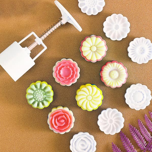 Mooncake Baking Mold Cake Mold Flower Shaped Metal ABS Easy to Use Make