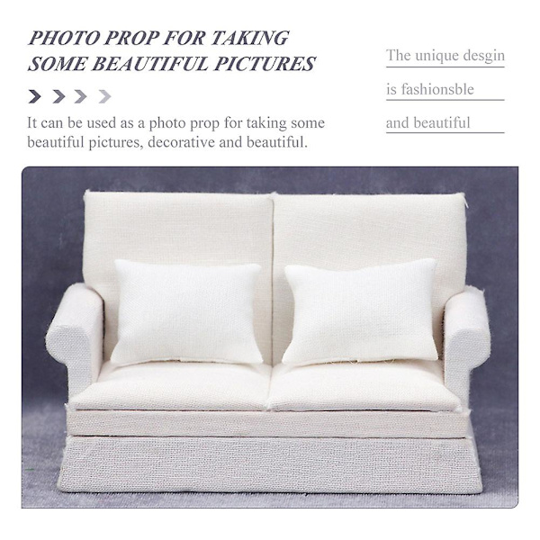 1 Sæt Miniature Sofa Møbler Model Miniature Sofa Legetøj Miniature Stue Dekoration Hvid 12.7X7.8C