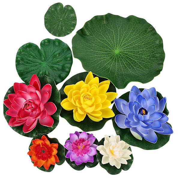 9 st Simulerade Flytande Lotus Konstgjorda Blommor Verklighetstrogen Landskap Näckros 28X28X0.1CM