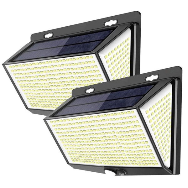Solcellelys Utendørs, 2-pakning 288 LED Solcellelys, 3 Moduser Utendørs Solcellelampe IP65 Vanntett Solcelle-LED-lys Utendørs Lys