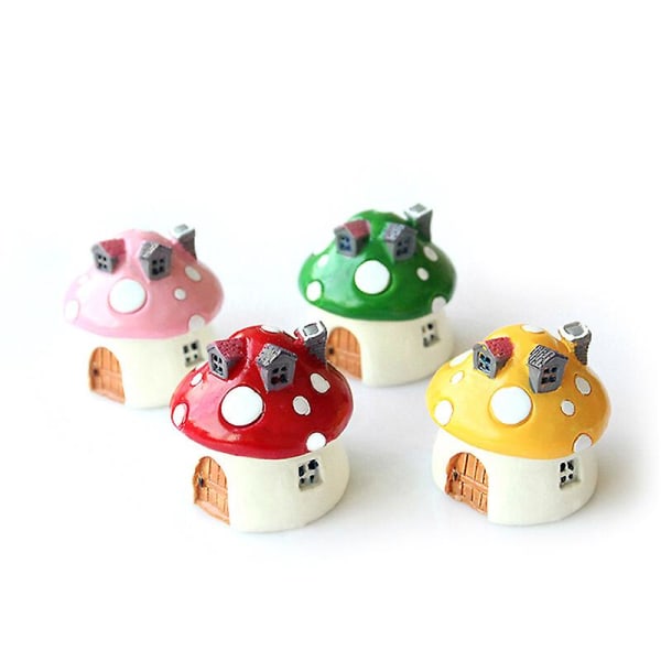 4 stk Miniatyr Sopphus Hage Ornament Mini Hus Pottefigur DIY Utendørs Dekor