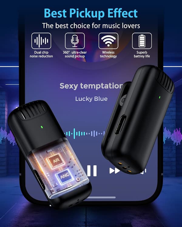 2 kpl mini langaton lavalier-mikrofoni USB C iPhone 16 15 -sarjan Android-puhelimille latauskotelolla 48H Plug Play videon tallennukseen