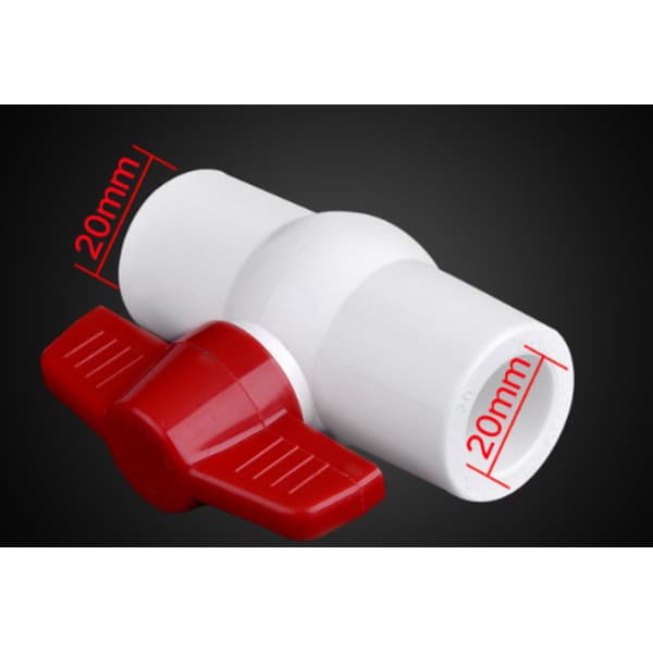 20 mm PVC kugleventil til vandrør, glidekobling 20 mm 20mm 20mm