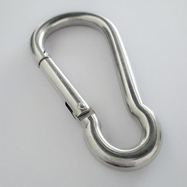 2 stk. 304 Rustfrit Stål Fjeder Snap Hook Hurtigkobling Karabinhage Klip M5 Hårdt Arbejde Sølv Silver