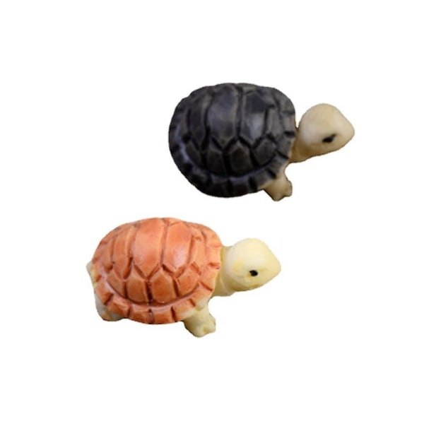Mini Skildpadde Model Fe Have Miniature Hjem Terrarium Hjem Desktop Sukkulenter Mikro Landskab Dekoration (6 stk, Gul + Sort)