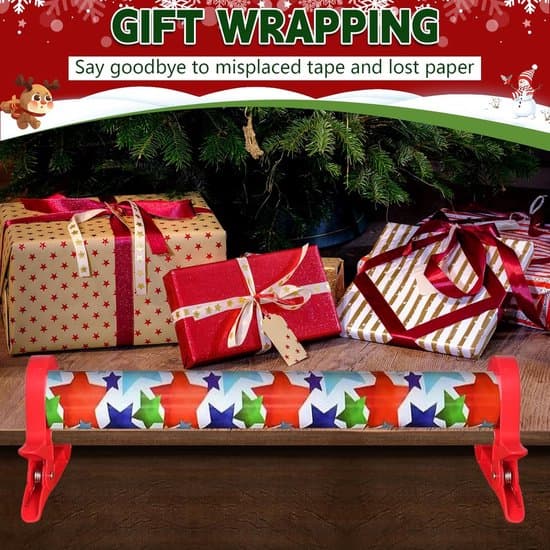 Paper Cutter - Gift Wrapping Machine - Desktop Tool for Gift Wrapping with Cutting Solution and Integrated Tape Holder - 27 x 14.5 x 7.2 cm
