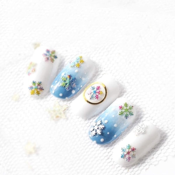 4 stk Snøfnugg Nail Art Tilbehør 3D Charm Paljetter