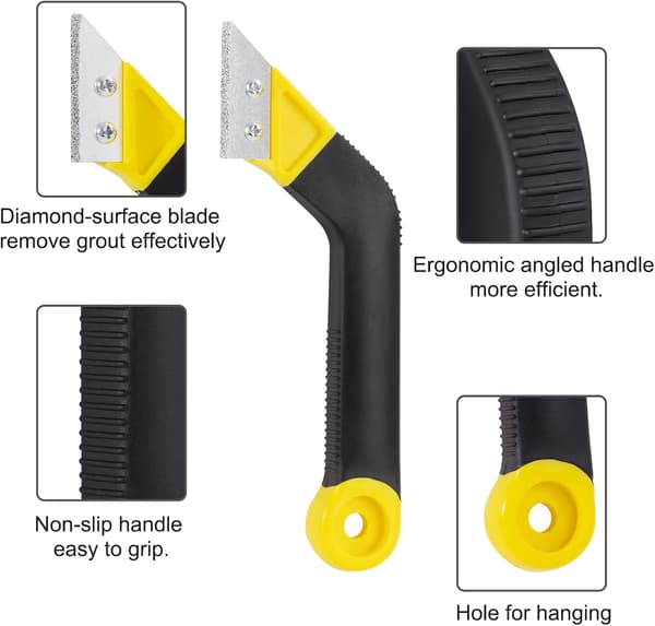 2-pack Grout Scraper, Grout Removal Tool, Tile Scraper, Angled Saw with 5 Replacement Blades for Bathroom Cleaning