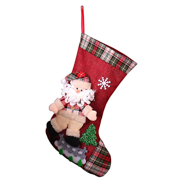 Stor Julstrumpa Julstrumpa Ornament 16 Tum Santa Snögubbe Rensa Strumpan Presentpåse för Semester Heminredning Rag Snögubbe