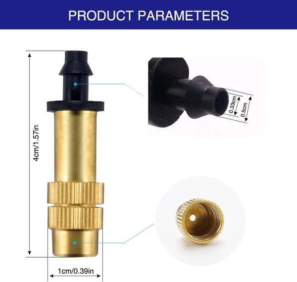 20 Pieces Copper Atomizing Nozzles, Adjustable Atomizing Nozzle, B