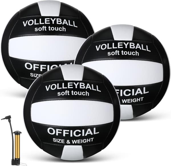 3-pack volleybollar storlek 5 med pump, svart, vit
