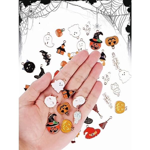 46 stk Halloween Charms Halloween Legering Charms Emaller Armbånd Charms Metal Øreørering Charm Kawaii Vedhæng Charms til Hall