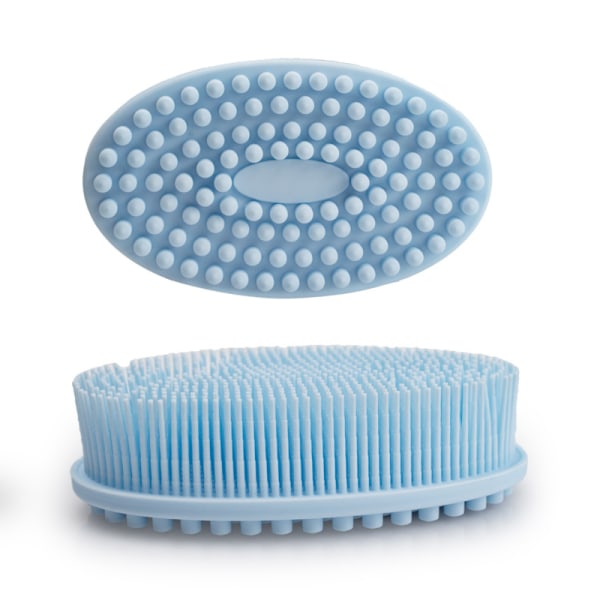 2 i 1 silikonkroppsskrubb för ansikte och kropp - Antibakteriell duschborste av silikon (blå, rosa)