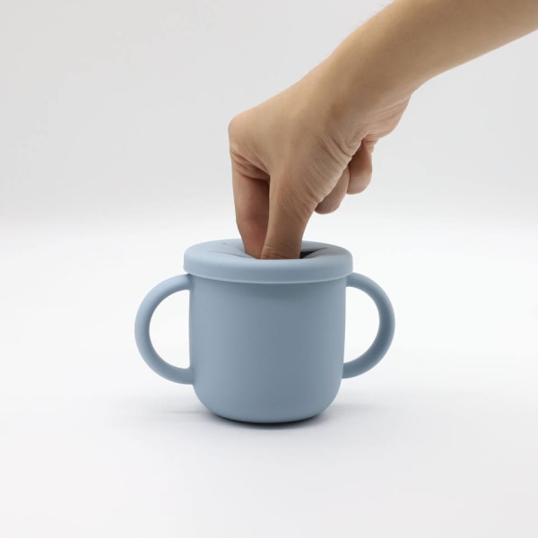 Silikon Sip, Småbarns Sippy Cup & Snackbehållare 2-i-1, BPA-fri Livsmedelsklassad Silikonkopp för Bebis 6 Månader+