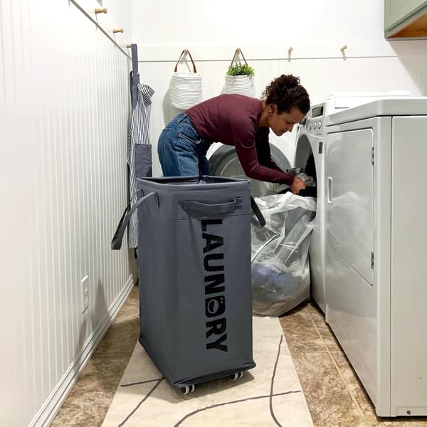 Laundry Basket with Wheels, 75L Foldable Large Laundry Hamper, Laundry Cart with Removable Laundry Bag for Laundry Room-tfrf