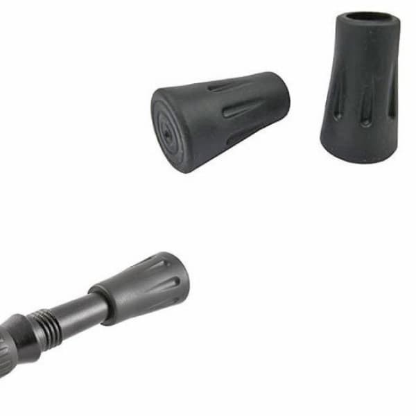 4-pak - Gummifødder til vandrestave 11mm / Trekkingstave Sort