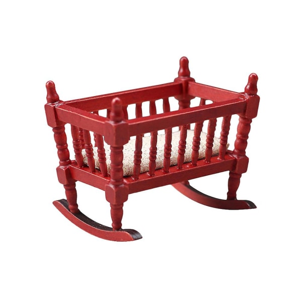 Dekorativ Miniature Møbler Sød Miniature Vugge Træ Vugge Model Rød 8X6.5CM Red 8X6.5CM