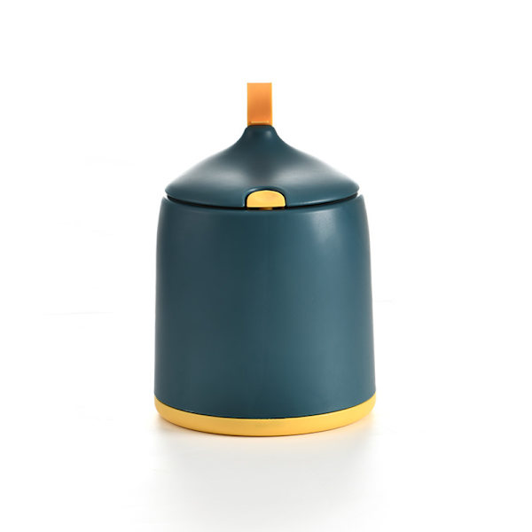 Mini Snap Top Lid Skraldespand, Kompakt Skraldespand til Skrivebord, Bord, Kaffebord eller Bordplade (Rund Kegle, Blå)