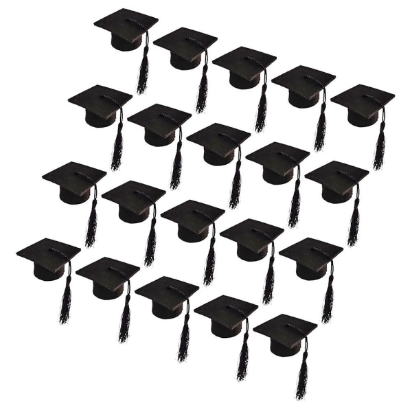 20 stk. Mini Graduation Huer Vin Flaske Toppers Graduation Fest Vin Flaske Dekoration Sort 5.5X5 Black 5.5X5.5X3.2CM