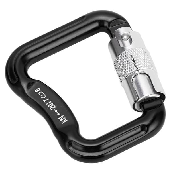 20KN Automatic Locking Climbing Carabiner D Shape Lightweight Twist Lock Black