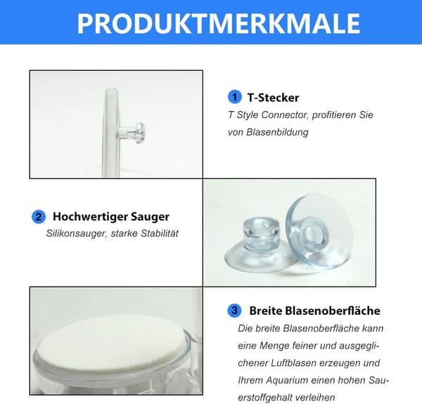 Akvarium Luftsten, Luftspreder til Akvarier, Boblesten til Akvarier og Hydroponiske Pumper med Kontrolventil og Sugekopper (35 mm)