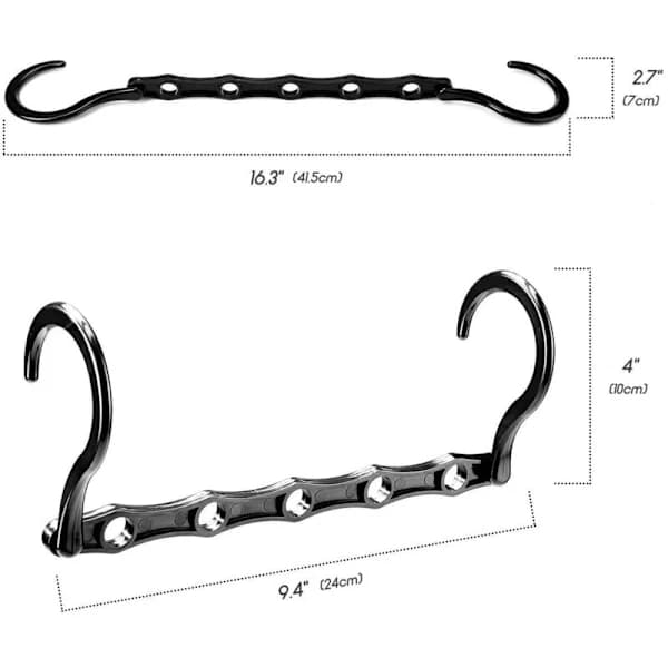 HA~10-pack Magic Hangers Wardrobe Hanger Organizer Clothes Storage Space Saving in Closets Black 38CM