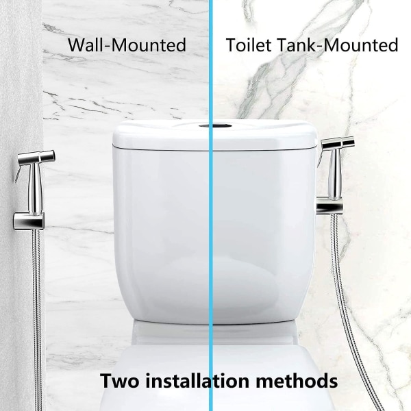 Toilet brusesæt, Bidet brusesæt med G1/2" ventil, brusesprøjte i rustfrit stål, håndholdt bidet sprøjte, til personlig hygiejne, toiletrengøring