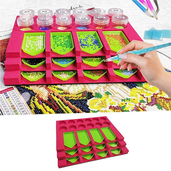 Diamantmålning Fackorganisatör, DIY Diamantmålning Verktyg För Vuxna, Diamantkonst Tillbehörssats Med 12 Fack För Borrfack