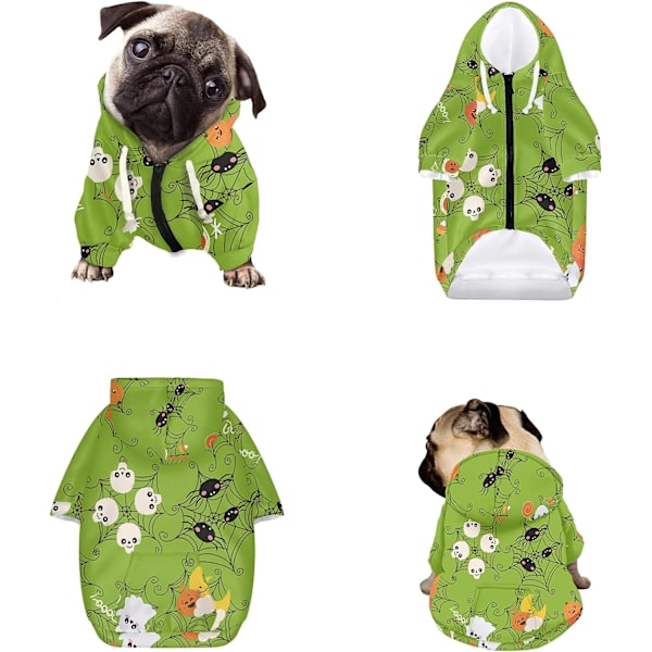 Halloween Hundkostymer Stor Storlek Hundtröjor Sweatshirt Tryckt Mode Design Grön Hundjacka Valp Kläder Håll Varmt