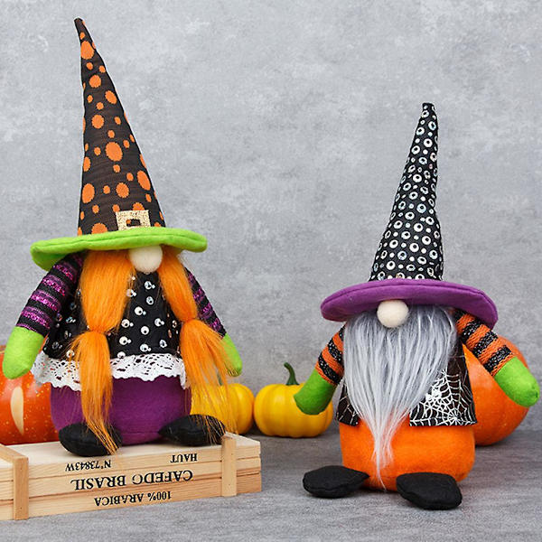 Halloween Pynt Hexe Tomte Svensk Tomte Plys Håndlavet Skandinavisk Elf Nisse Dværg Ferie Dekoration Fletninger