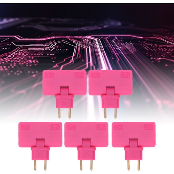 5-pakning Trådløs EU-pluggomformer 180 graders forlengelse 1 til 3 EU-pluggadapter 110-250V Rosarød