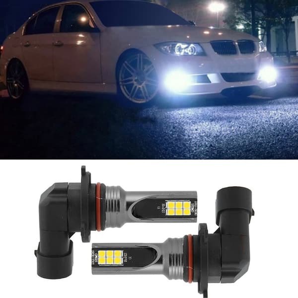 2 stk 3030-12LED Bilfrontlykt 9006 12W 3000K Hvitt Lys Tåkelys DC12V-24V