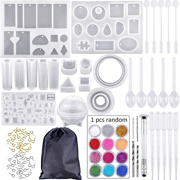 83 Pieces Silicone Casting Resin Jewelry Molds And Tools Set With A Black Storage Bag For Diy Jewelry Resin Craft Making