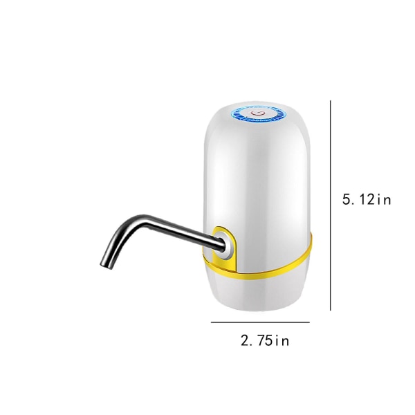 5 Gallons Vattenflaskedispenser, USB-Laddningsbar Vattenflaskepumps, Bärbar Vattenflaskedispenserpump för Camping White