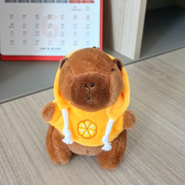 Cute Capybara Plush Keychain Pendant, Cartoon Doll Keychain - Orange Orange Orange