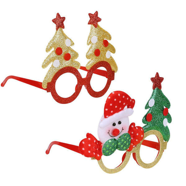 Julnyhet Plastglasögonbåge Söt tecknad snögubbe Älg Jultomteträd Glitter Paljettglasögon FestmaterialSvart