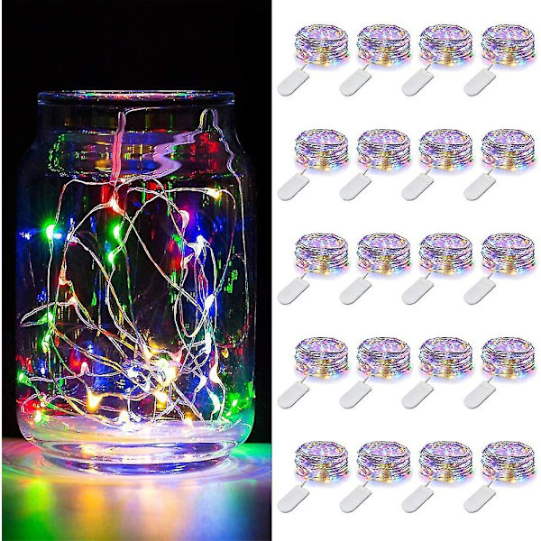 20-pack Batteridrivna Fe-Ljus, 3.3ft 10 LED Mini Vattentäta Fe-Ljussträngar Silver