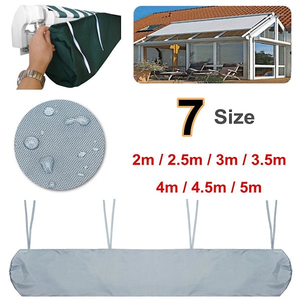 Utomhusmarkis Skyddande Överdrag Patio Markis Skyddande Överdrag, Rullgardin Skyddande Överdrag, Oxfordduk Damm (1st)4mgrå 4m gray