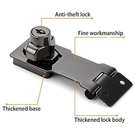 -Set med 2 haspar, 7,6 cm, med nyckelhasp, lås och nyckel i metall.-