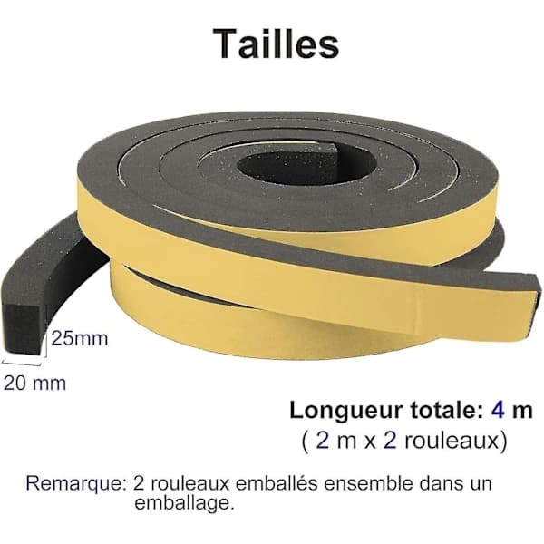 Skumremsa 2 Rullar 25mm(b) X20mm(h) X4m(l) Tätning Väderbeständig Stötsäker Antikollision Möbler
