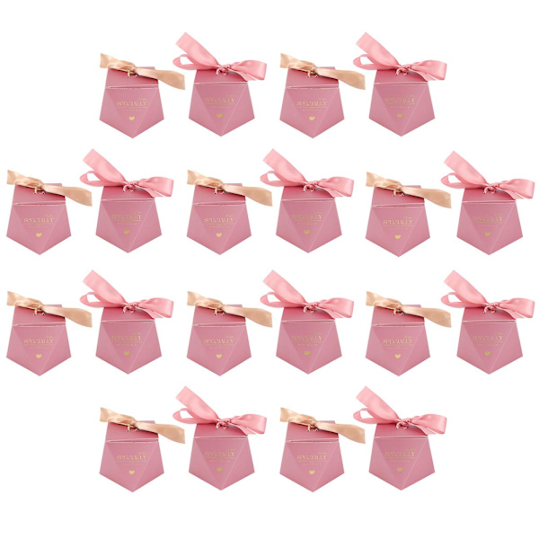 20 st Bröllops Godisask Diamantformad Godisask Godisförpackningsask (rosa)Rosa6x6cm