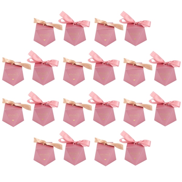 20 stk godteriboks for bryllup i diamantform godteriboks godteripakke (rosa) Rosa 6x6 cm Pink 6x6cm