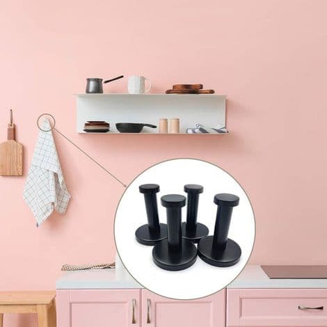 (Black) Coat Hooks, 4 Pieces Wall Mounted Clothes Hooks, Wall Mounted Coat Hook