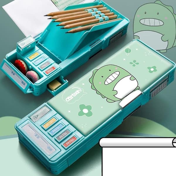 Multifunctional Pencil Case High-tech Cool Boy Automatic Pencil Case Children Primary School Students With Creative Large Capacity Pencil Case (double